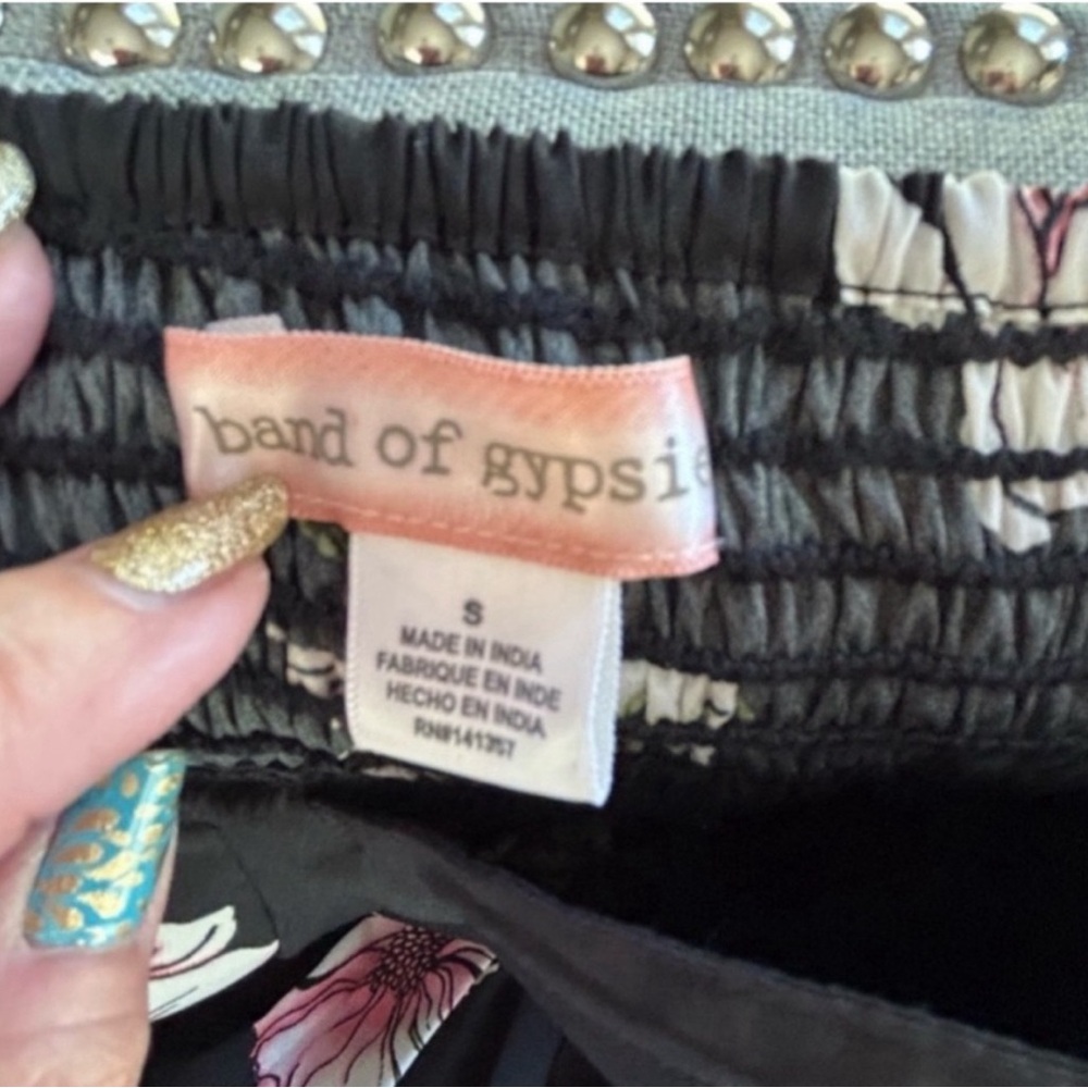 Band of Gypsies Corset Bustier Floral Black Pink Mini Sundress Boho Size S - Picture 7 of 12